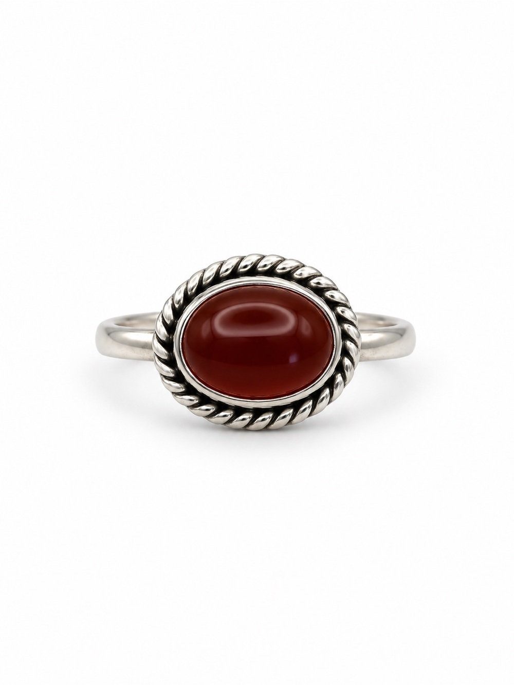 Carnelian Braided East West Ring